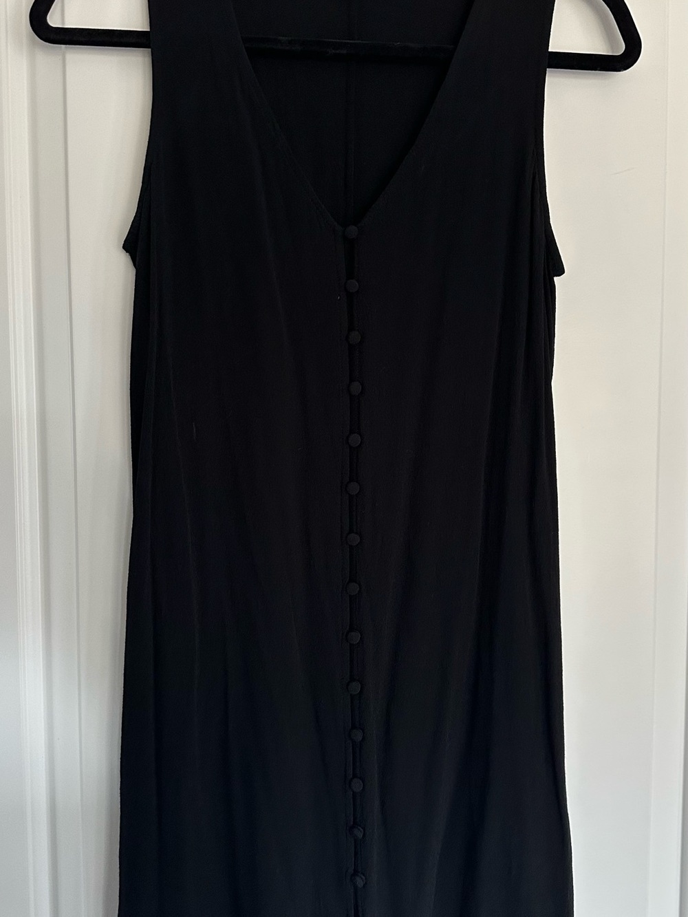Madewell Black V-Neck Button-Front Midi Dress